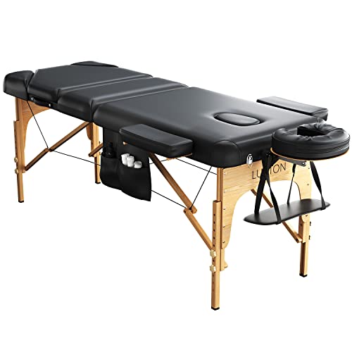 Luxton Home 3-Section Premium Memory Foam Massage Table with Rolling Carrying...