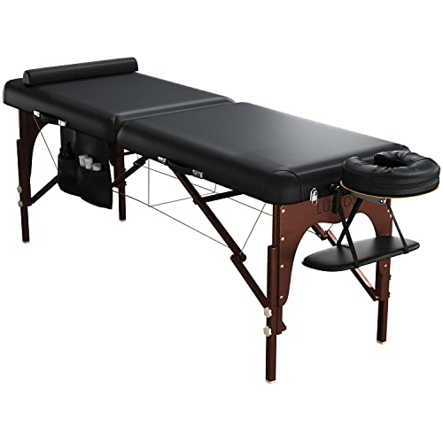 Luxton Home Premium Memory Foam Massage Table with Rolling Carrying Travel Ca...