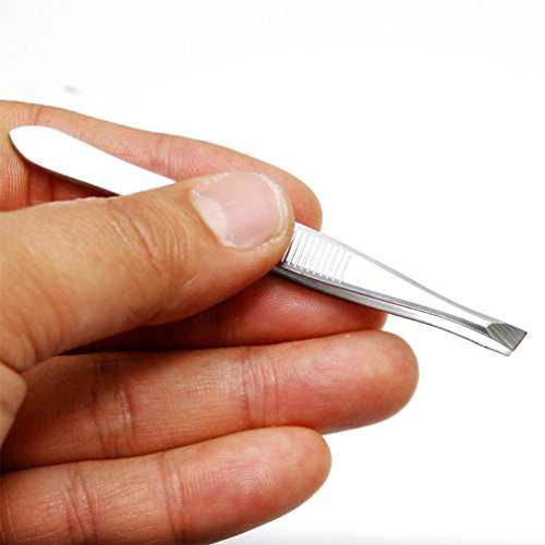 LUXXII (3 Pack) Slant Tweezers - Precision Stainless Steel Slant Tip Tweezers...