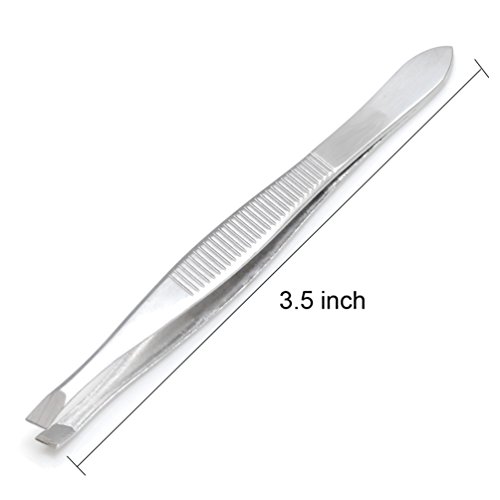 LUXXII (3 Pack) Slant Tweezers - Precision Stainless Steel Slant Tip Tweezers...