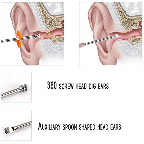 Luxxii 2 Pack - Stainless Steel Ear Spoon Portable Double-Ended Ear Pick Earw...