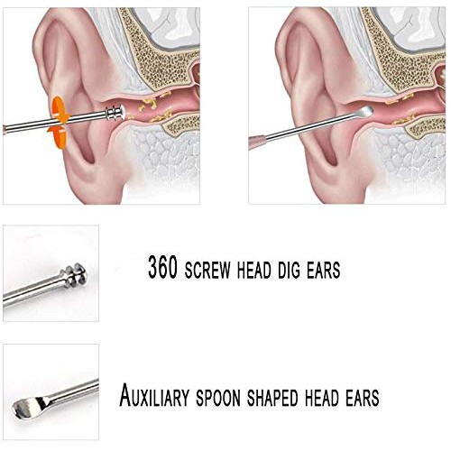 Luxxii 2 pcs - Stainless Steel Ear Spoon Portable Double-Ended Ear Pick Earwa...