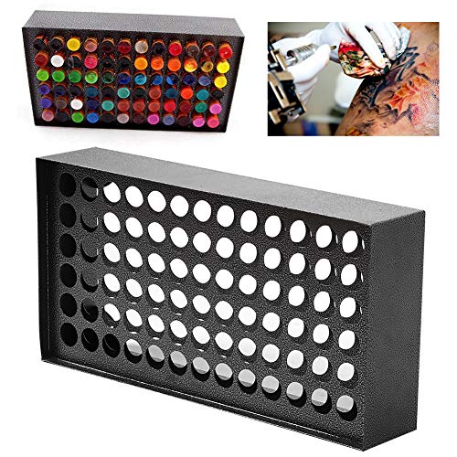 Tattoo Ink Cup Holder for Color Mixing, 78 Holes Ink Iron Tattoo Pigment Rack...