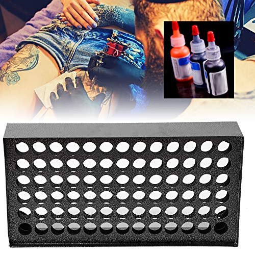 Tattoo Ink Cup Holder for Color Mixing, 78 Holes Ink Iron Tattoo Pigment Rack...