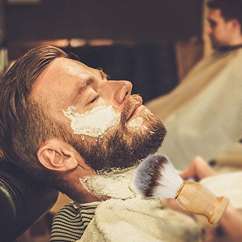 Lwestine 4Pcs Men Shaving Brush Wood Handle, Professional Salon Tools