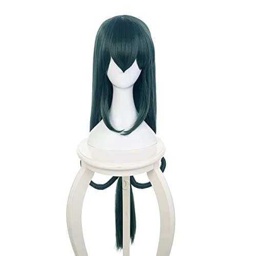 Lwiuentx My Hero Academia Cosplay Asui Tsuyu Long Straight Green Wig+ free wi...