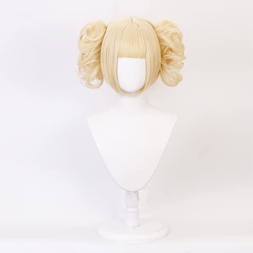 Lwiuentx My Hero Academia Cosplay Himiko Blonde Wig with 2 Detachable Buns Cl...