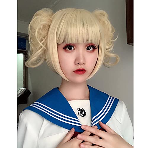 Lwiuentx My Hero Academia Cosplay Himiko Blonde Wig with 2 Detachable Buns Cl...