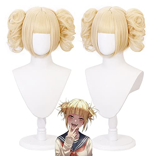 Lwiuentx My Hero Academia Cosplay Himiko Blonde Wig with 2 Detachable Buns Cl...