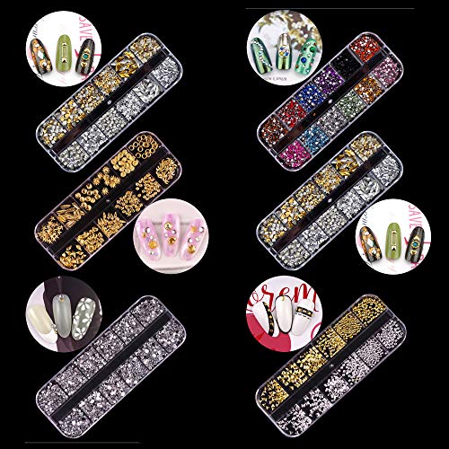 9300 Pcs Nail Art Studs Rhinestone Kit,Nails Art Metal Charms Caviar Beads Na...