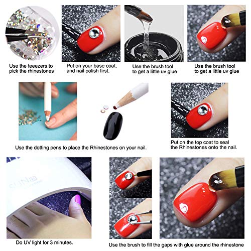 9300 Pcs Nail Art Studs Rhinestone Kit,Nails Art Metal Charms Caviar Beads Na...