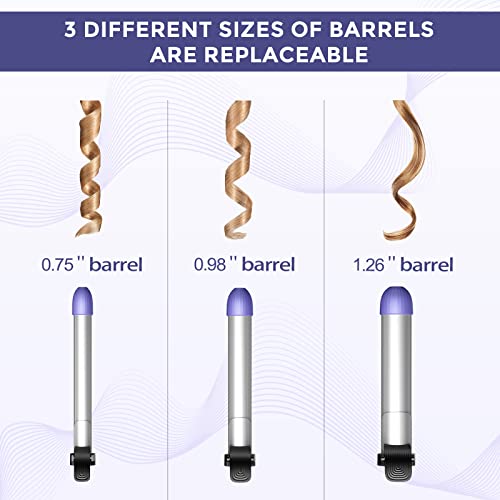 Beach Wave Rotating Hair Curling Iron-3 Interchangeable Heating Iron Barrels ...