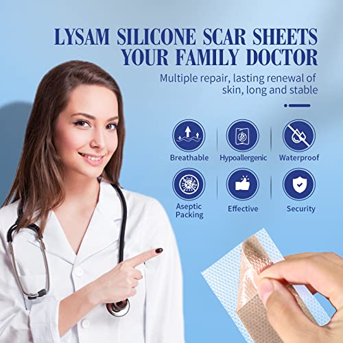 Lysam Silicone Scar Sheets, Professional Silicone Scar Tape, (1.57 x 60 inche...