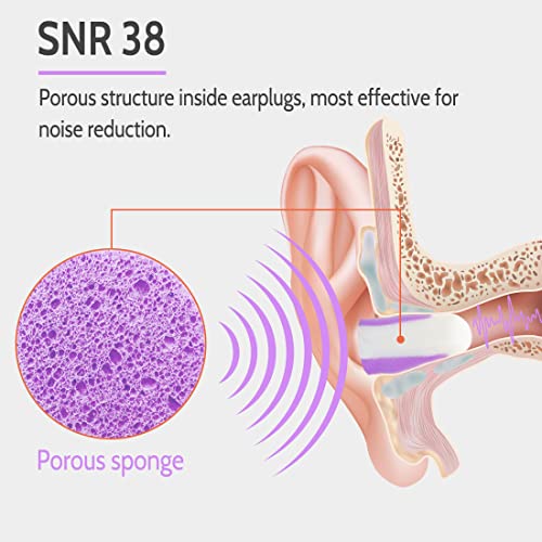 Ultra Soft Foam Earplugs 60 Pairs, 38dB SNR Ear Plugs for Sleeping, Mowing, S...