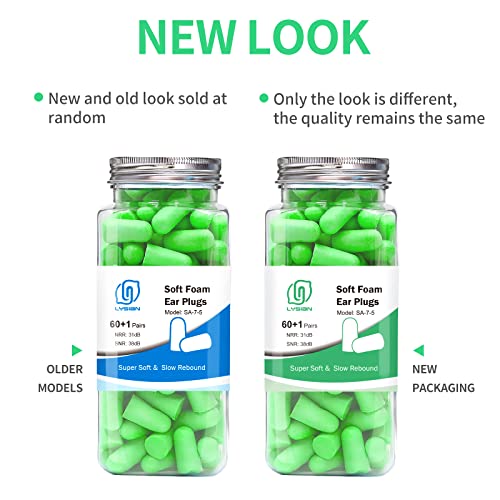 Ultra Soft Green Foam Earplugs 60 Pairs, 38dB SNR Noise Reduction Ear Plugs f...