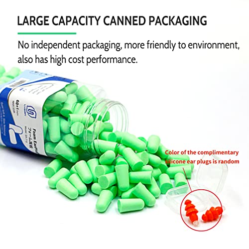 Ultra Soft Green Foam Earplugs 60 Pairs, 38dB SNR Noise Reduction Ear Plugs f...