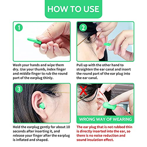 Ultra Soft Green Foam Earplugs 60 Pairs, 38dB SNR Noise Reduction Ear Plugs f...