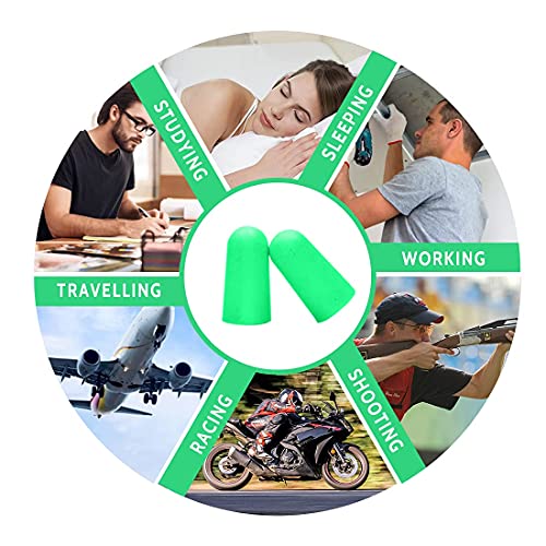 Ultra Soft Green Foam Earplugs 60 Pairs, 38dB SNR Noise Reduction Ear Plugs f...