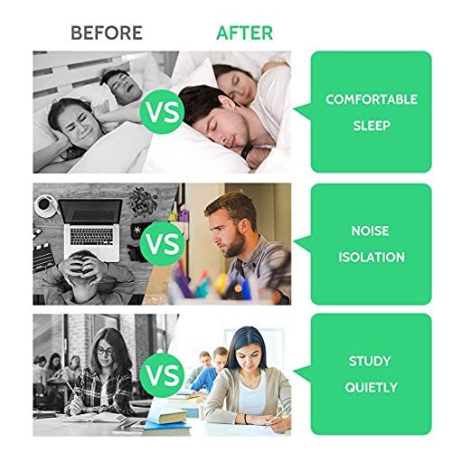 Ultra Soft Green Foam Earplugs 60 Pairs, 38dB SNR Noise Reduction Ear Plugs f...