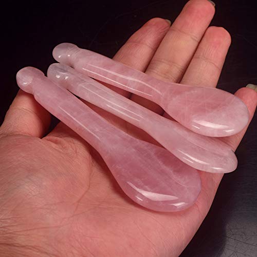 Rose Quartz Jade Spoon Roller Real Gua Sha Board Mushroom Massager Face Lifti...