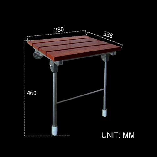 LZLYER Shower Chair Toilet Bathtub Portable Wood Folding Wall Mount Bathroom ...