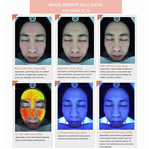 Lzour Skin Analyzer Testing,Facial Skin Analysis Equipment U-V Magnifying Lam...