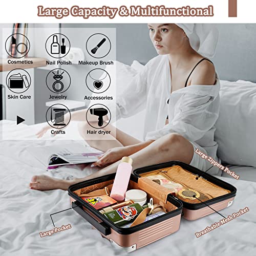 Lzttyee Small Hard Shell Cosmetic Case Travel Hand Luggage Portable Carrying ...