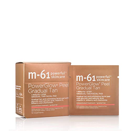 M-61 PowerGlow Peel Gradual Tan- 10 Treatments- 1-minute, 1-step exfoliating ...