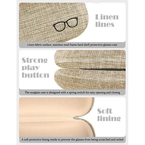 Hard Shell Glasses Case Linen Fabric Spectacle Case Box Eyeglass Case Protect...