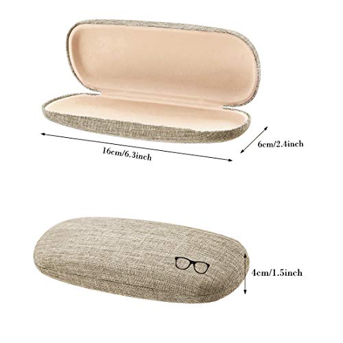 Hard Shell Glasses Case Linen Fabric Spectacle Case Box Eyeglass Case Protect...