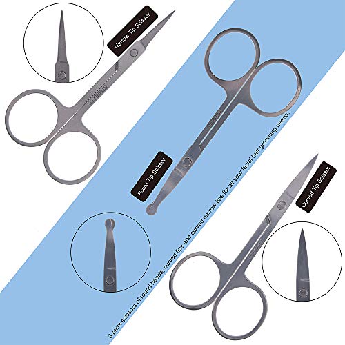 M&U Facial Hair Grooming Scissors, Eyebrow Scissors, Small Hair Cutting Sciss...
