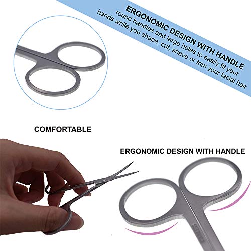 M&U Facial Hair Grooming Scissors, Eyebrow Scissors, Small Hair Cutting Sciss...