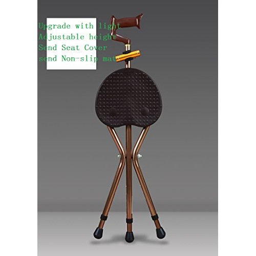 M-GYG Folding Cane with a Seat Heavy Duty 300 lbs Adjustable Height Walking S...