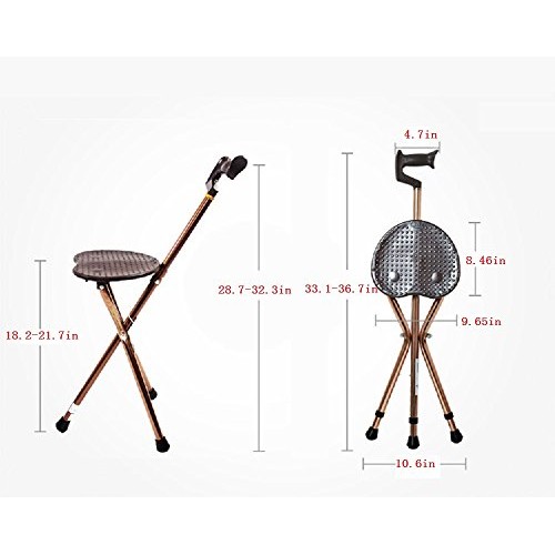 M-GYG Folding Cane with a Seat Heavy Duty 300 lbs Adjustable Height Walking S...