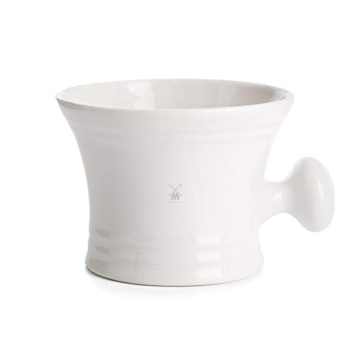 MÜHLE White Porcelain Platinum Rim Shaving Mug – Shave Dish Accessory for Soa...
