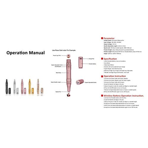 M PMU Gold Wireless/Cordless PMU Machine - Ombre Powder Brows Miroblading Sha...