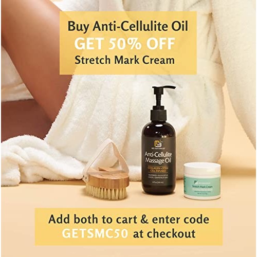 M3 Naturals Anti Cellulite Massage Oil Infused with Collagen and Stem Cell Na...
