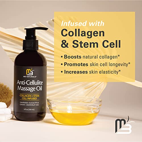 M3 Naturals Anti Cellulite Massage Oil Infused with Collagen and Stem Cell Na...