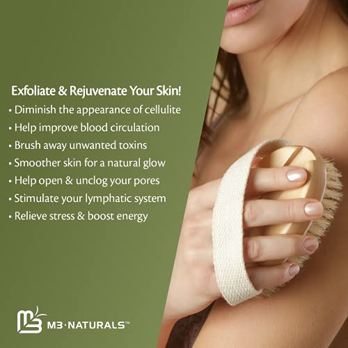 M3 Naturals Bath & Shower Brush for Body - Long Handle Back Scrubber Body Bru...