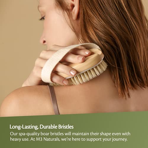 M3 Naturals Bath & Shower Brush for Body - Long Handle Back Scrubber Body Bru...