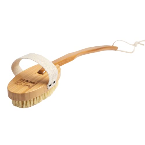 M3 Naturals Bath & Shower Brush for Body - Long Handle Back Scrubber Body Bru...