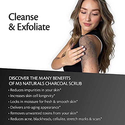 M3 Naturals Charcoal Exfoliating Body Scrub Polish with Collagen & Stem Cell ...