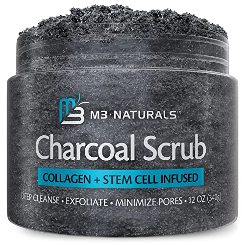 M3 Naturals Charcoal Exfoliating Body Scrub Polish with Collagen & Stem Cell ...