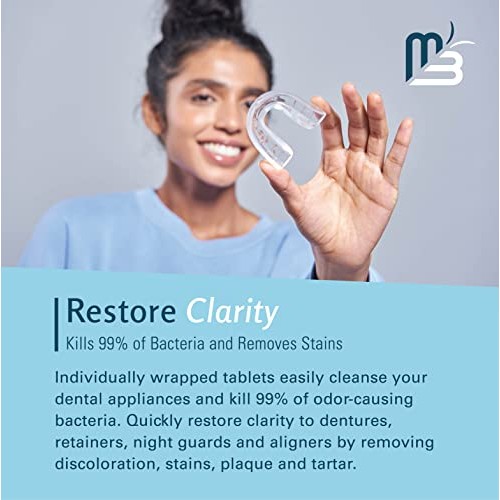 M3 Naturals Retainer and Denture Cleaner 120 Tablets Removes Bad Odors Discol...
