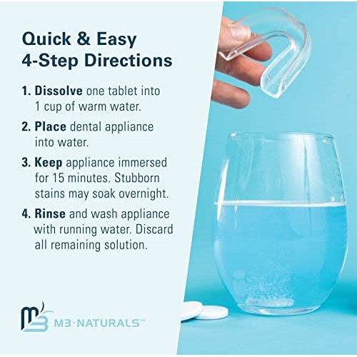 M3 Naturals Retainer and Denture Cleaner 120 Tablets Removes Bad Odors Discol...