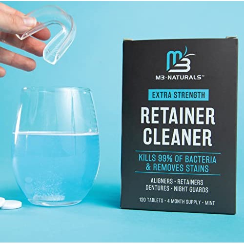 M3 Naturals Retainer and Denture Cleaner 120 Tablets Removes Bad Odors Discol...