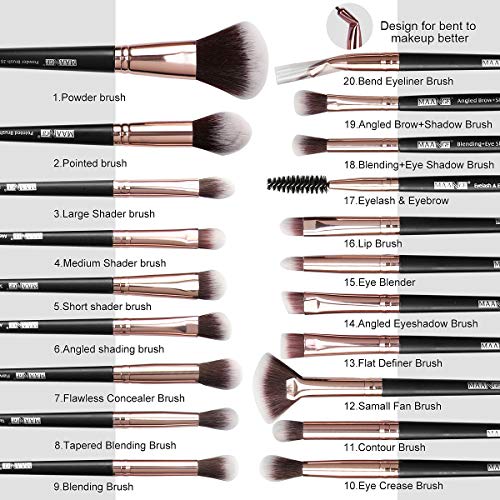 Makeup Brushes Set, 20 Pcs Professional Travel Make Up Brushes, Foundation Ey...