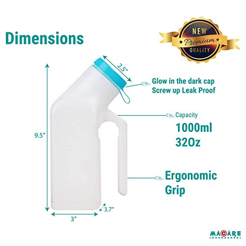 Urinals for Men by MaCare - 32 OZ/1000 ml - Portable Urinal for Men Spill Pro...