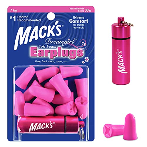 Mack’s Dreamgirl Soft Foam Earplugs, 7 Pair with Travel Case - Small Ear Plug...