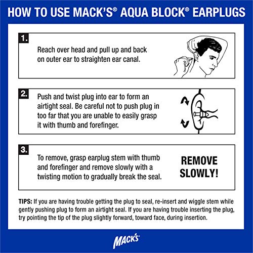 Mack's AquaBlock Swimming Earplugs - Comfortable, Waterproof, Reusable Silico...